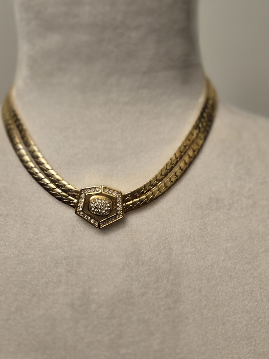 Dior Jewelry - Cristhian Dior Gold Pave Hexagon Statement Necklace